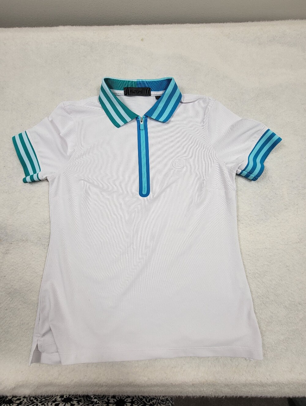 G/FORE Women’s Quarter Zip Stripe Collar Short Sleeve Golf Polo Shirt S